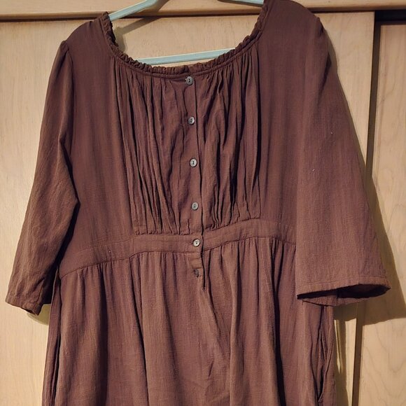 April Cornell Jane Austen Dress XXL Scarlet Brown Prairie Cottagecore Milkmaid - Picture 2 of 4